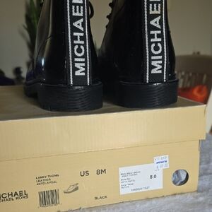 Michael Kors Black Womens Boots with Bold Branding, Size 8